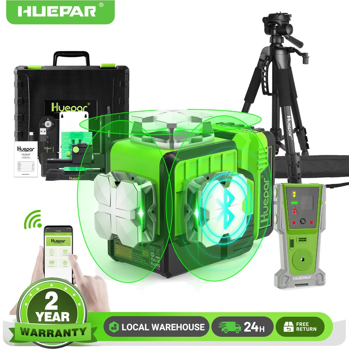 Huepar Máy Laser Xanh 3D 12 Dòng Điều Khiển Bluetooth P03 - Daisan Store