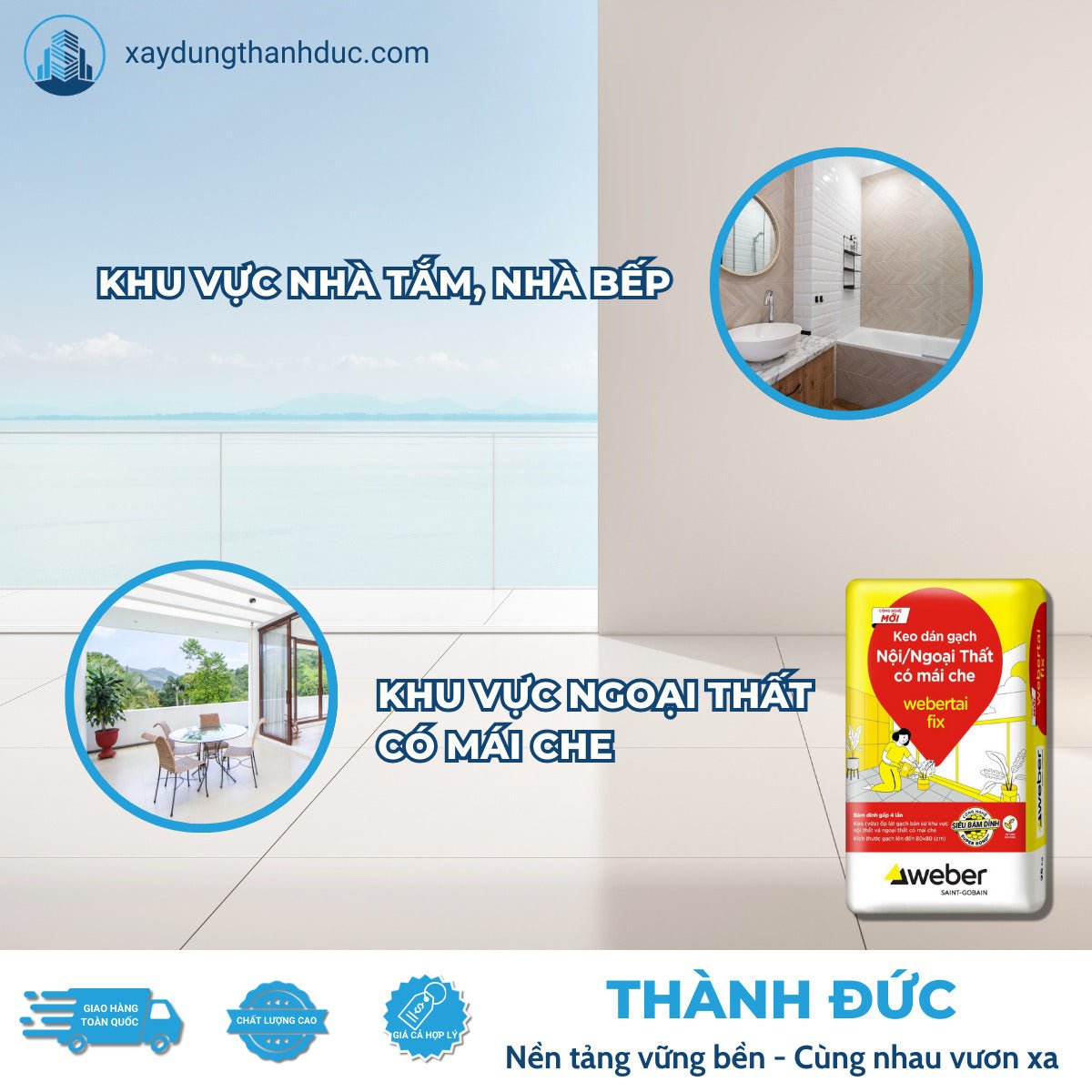 Keo Dán Gạch Webertai fix cho khu vực ẩm ướt - Daisan Store