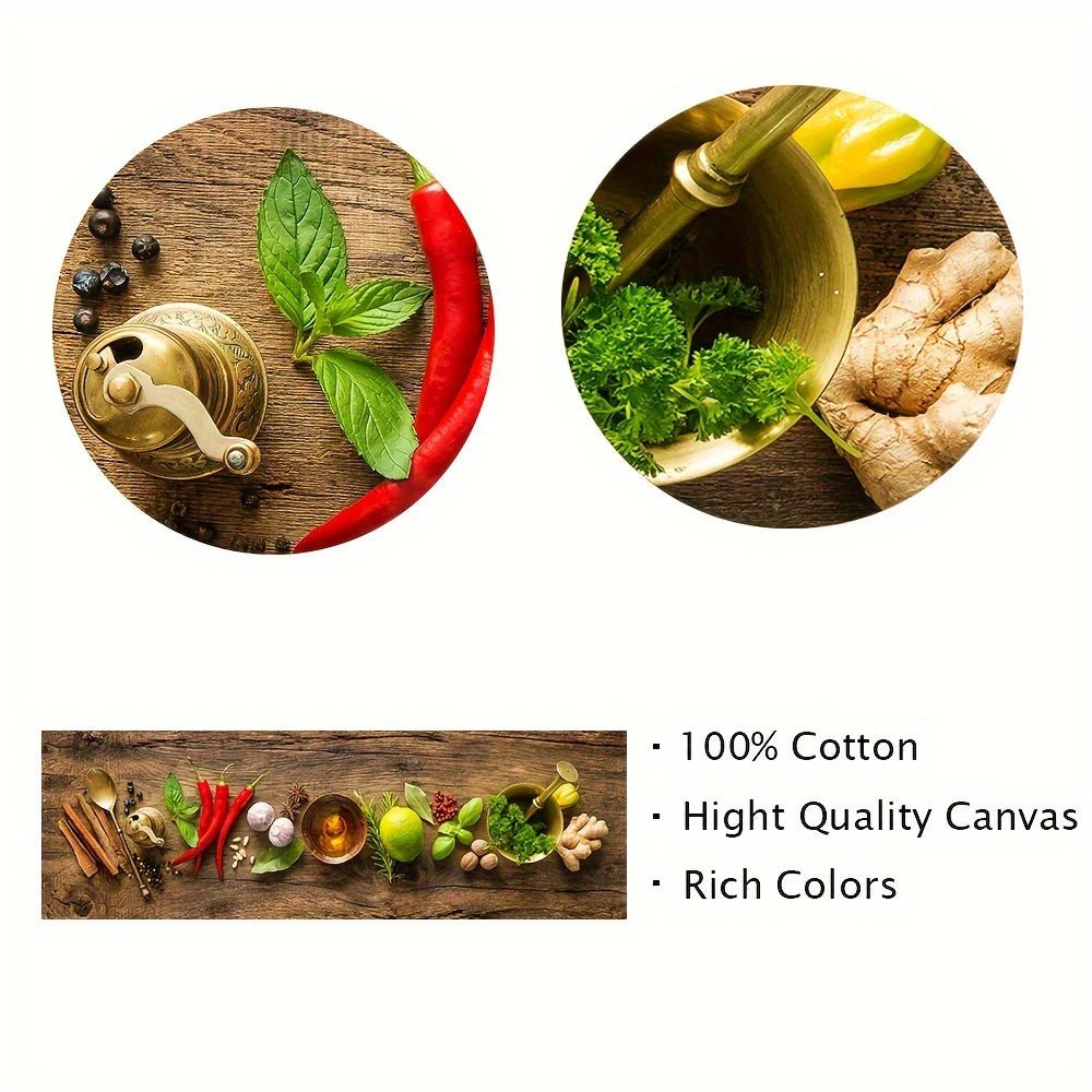 Kitchen Spice Canvas Wall Art, Grain Spice Spoon Chili Lemon Poster Printing Wall Art for Living Room and Dining Room Home Decor - Daisan Store