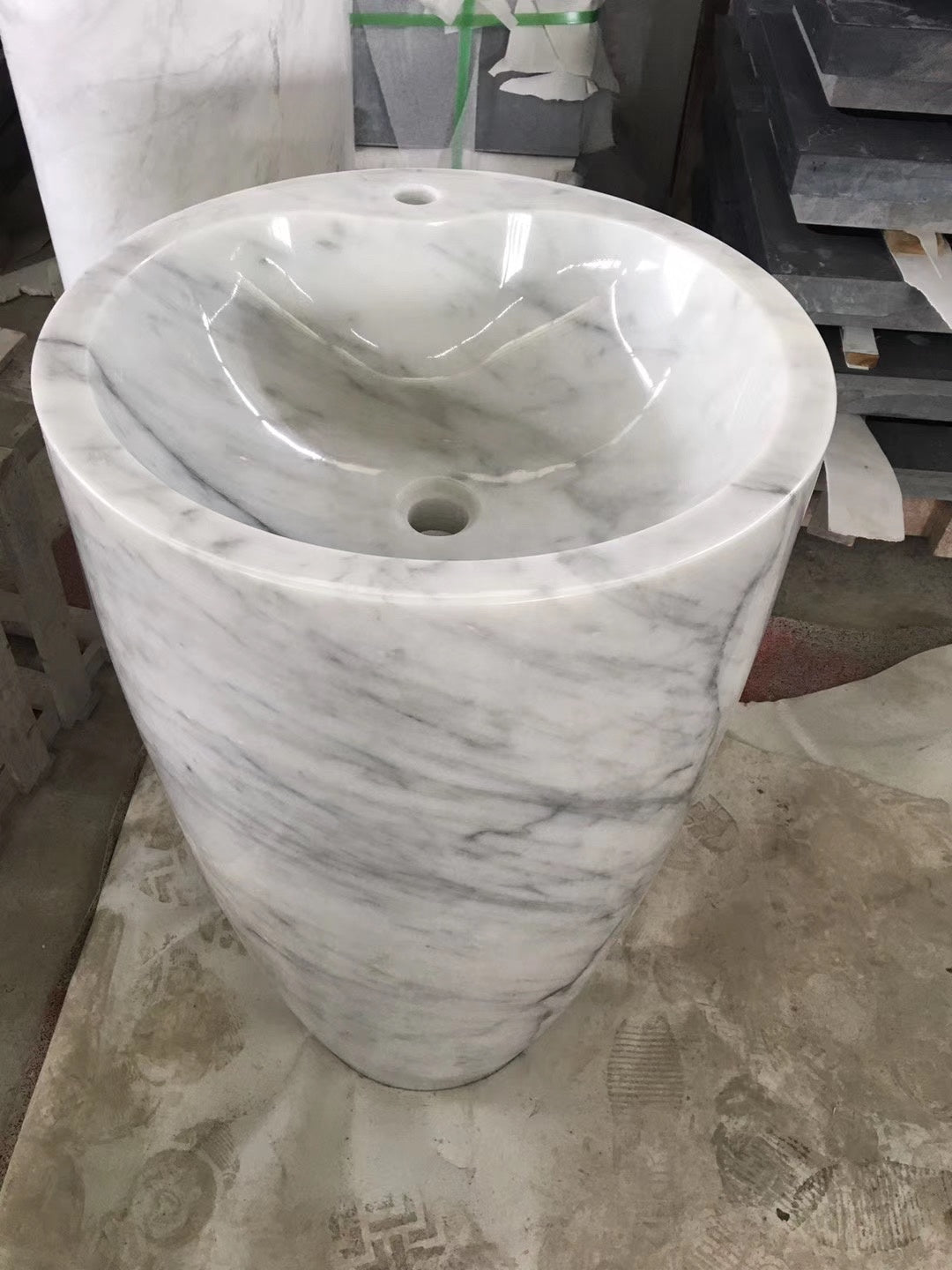 Lavabo Đá Cẩm Thạch Trắng Đứng Nguyên Khối Hiện Đại - Daisan Store