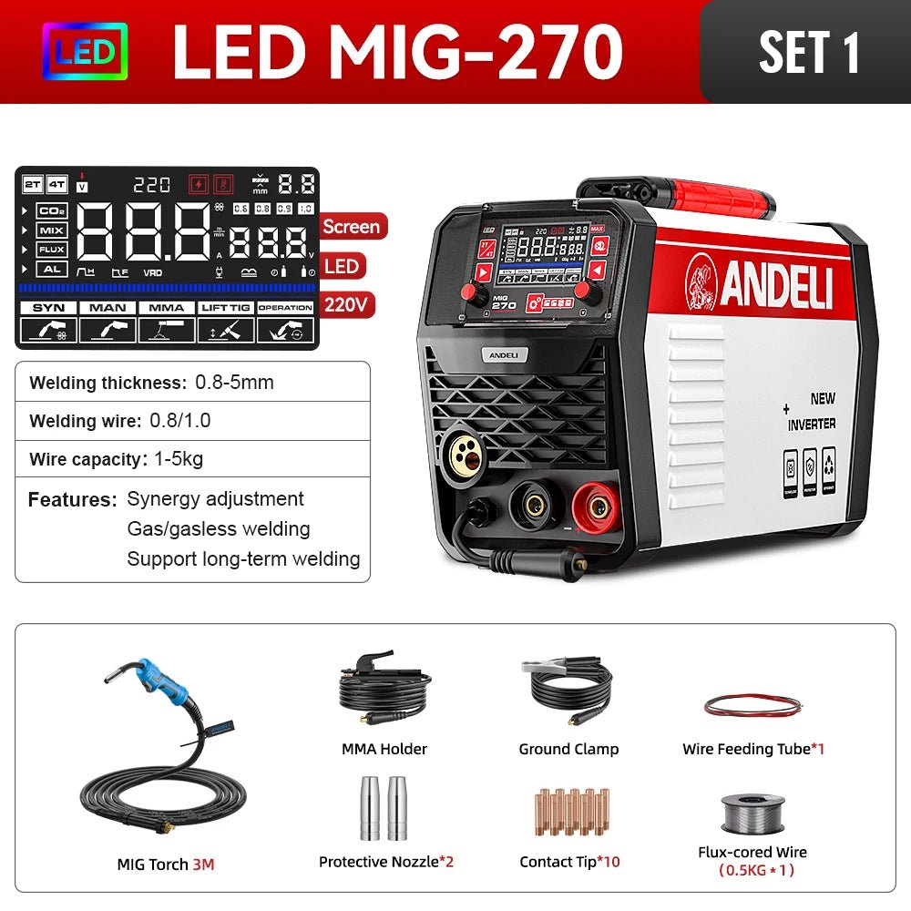 Máy Hàn MIG 200A Bán Tự Động Inverter Với Màn Hình LCD - Daisan Store