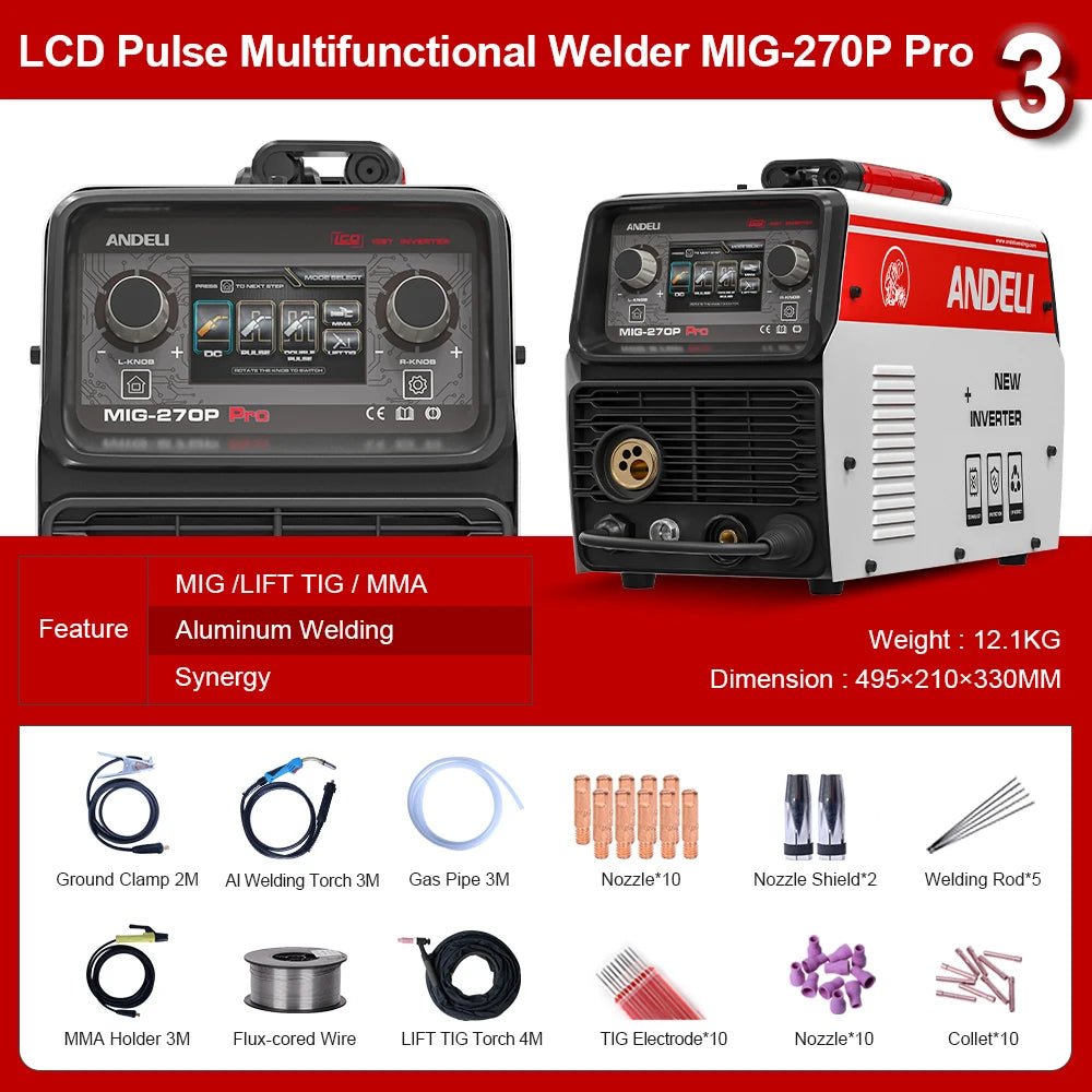 Máy Hàn Mig 220V Andeli Với Lift Tig Và Năng Lực Pulse - Daisan Store