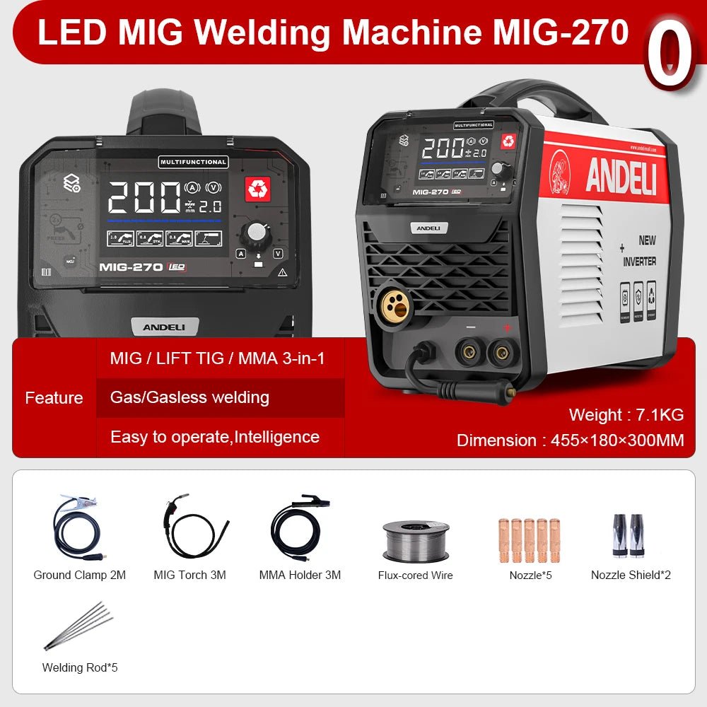 Máy Hàn MIG 270 3 Trong 1 MIG Lift TIG Stick Cho Gia Đình - Daisan Store