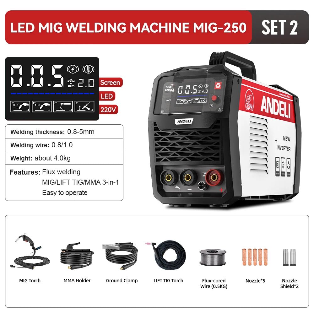 Máy Hàn MIG MMA TIG 3 Trong 1 Inverter ANDELI MIG 250 - Daisan Store