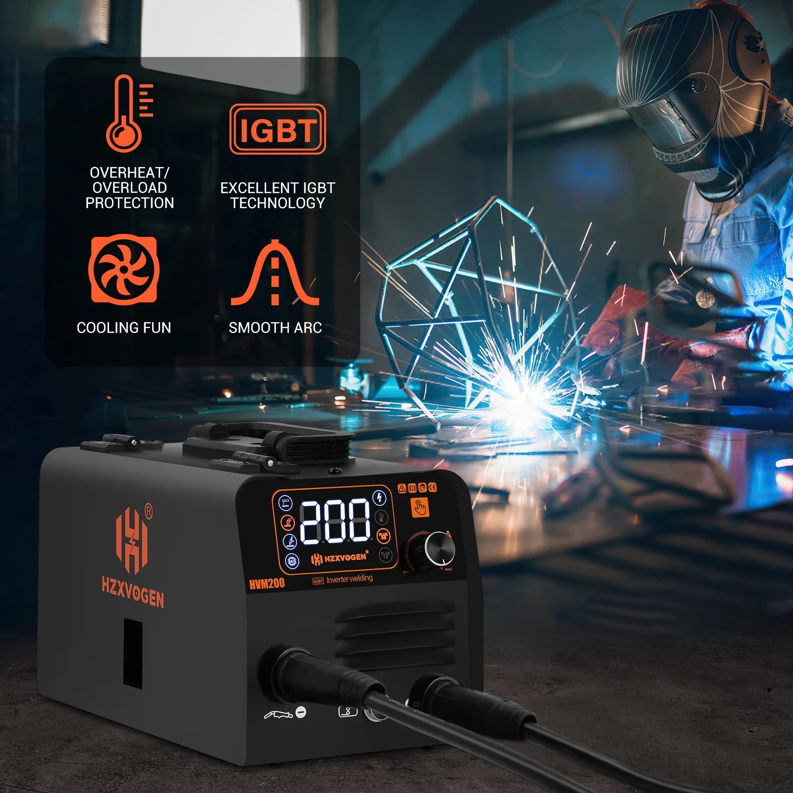 Máy Hàn MIG TIG MMA 3 Trong 1 HVM200 Inverter Không Gas - Daisan Store