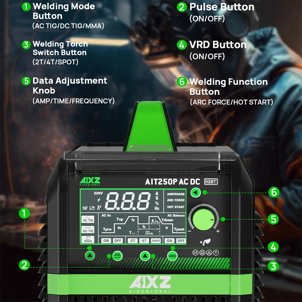 Máy Hàn TIG HF Năm Trong Một AC DC Nhôm MMA ARC 2T 4T IGBT - Daisan Store