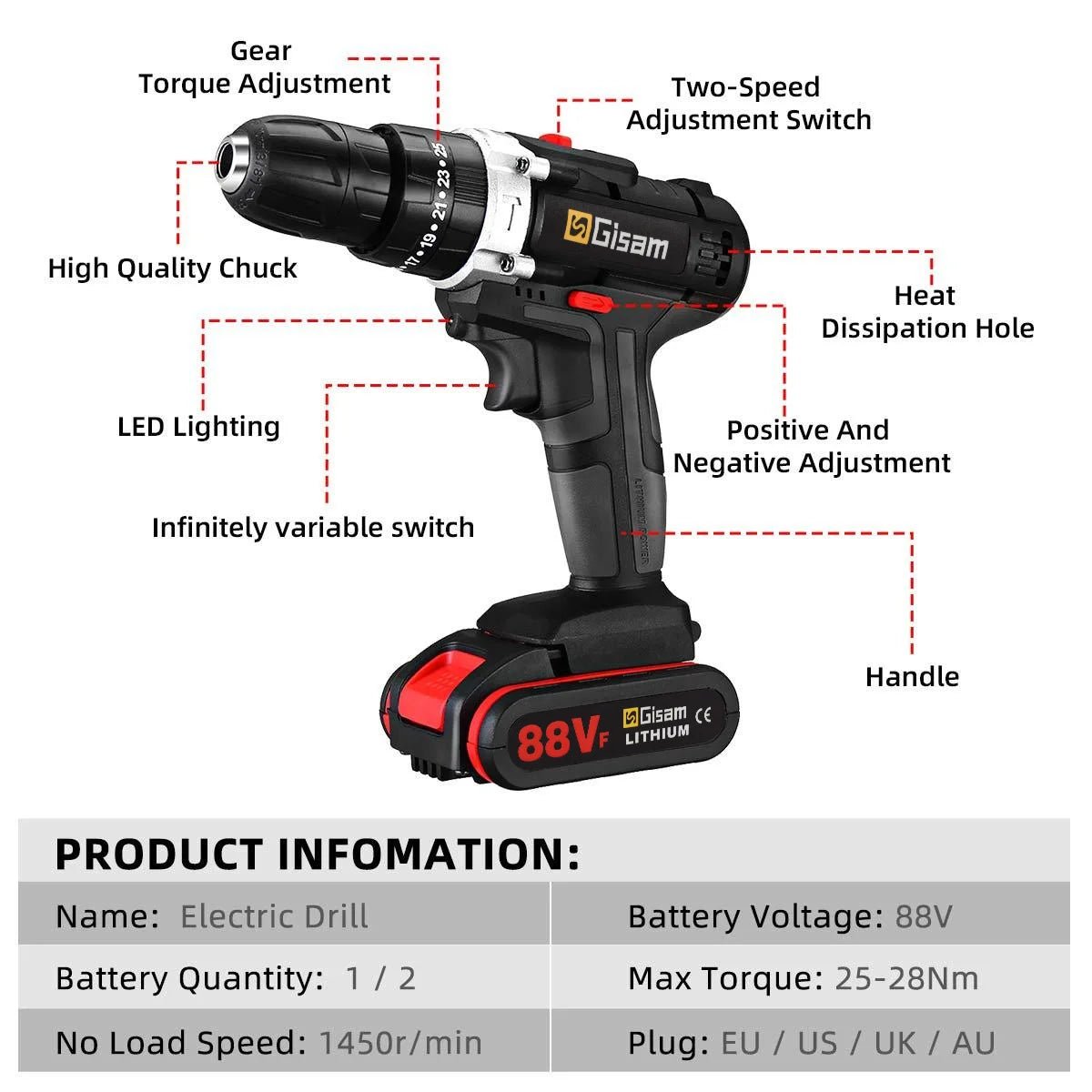 Máy Khoan Không Dây 21V Tác Động Pin Lithium 2 Tốc Độ - Daisan Store