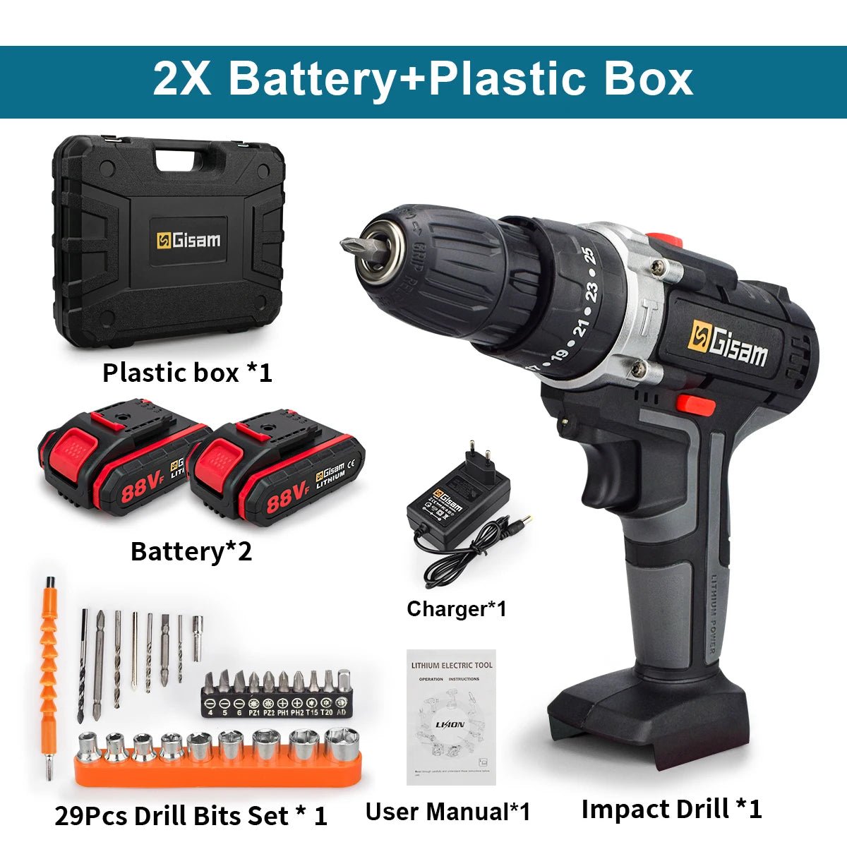Máy Khoan Không Dây 21V Tác Động Pin Lithium 2 Tốc Độ - Daisan Store