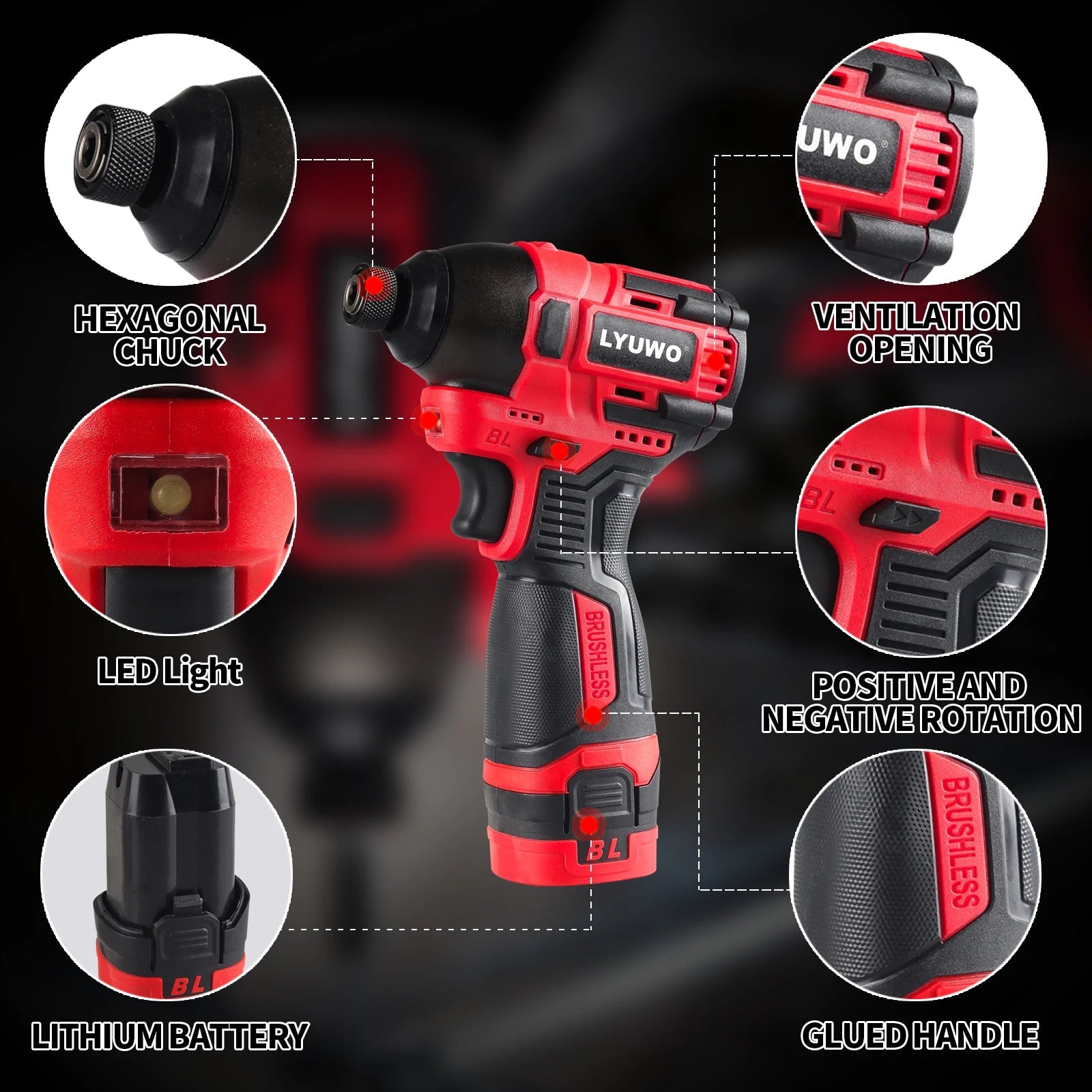 Máy Vặn Vít Không Dây LYUWO 21V Brushless LED Pin Makita - Daisan Store