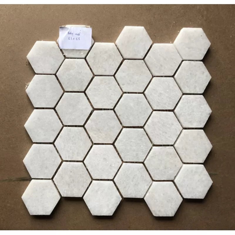 Mosaic đá tự nhiên lục giác trắng muối kt chip 53x53 LUX - L53P005 - Daisan Store