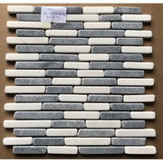 Mosaic đá tự nhiên rung đen NA mix trắng sữa 15mm LUX - 15QRM14 - Daisan Store
