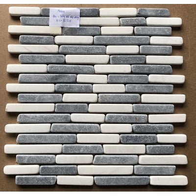 Mosaic đá tự nhiên rung đen NA mix trắng sữa 15mm LUX - 15QRM14 - Daisan Store