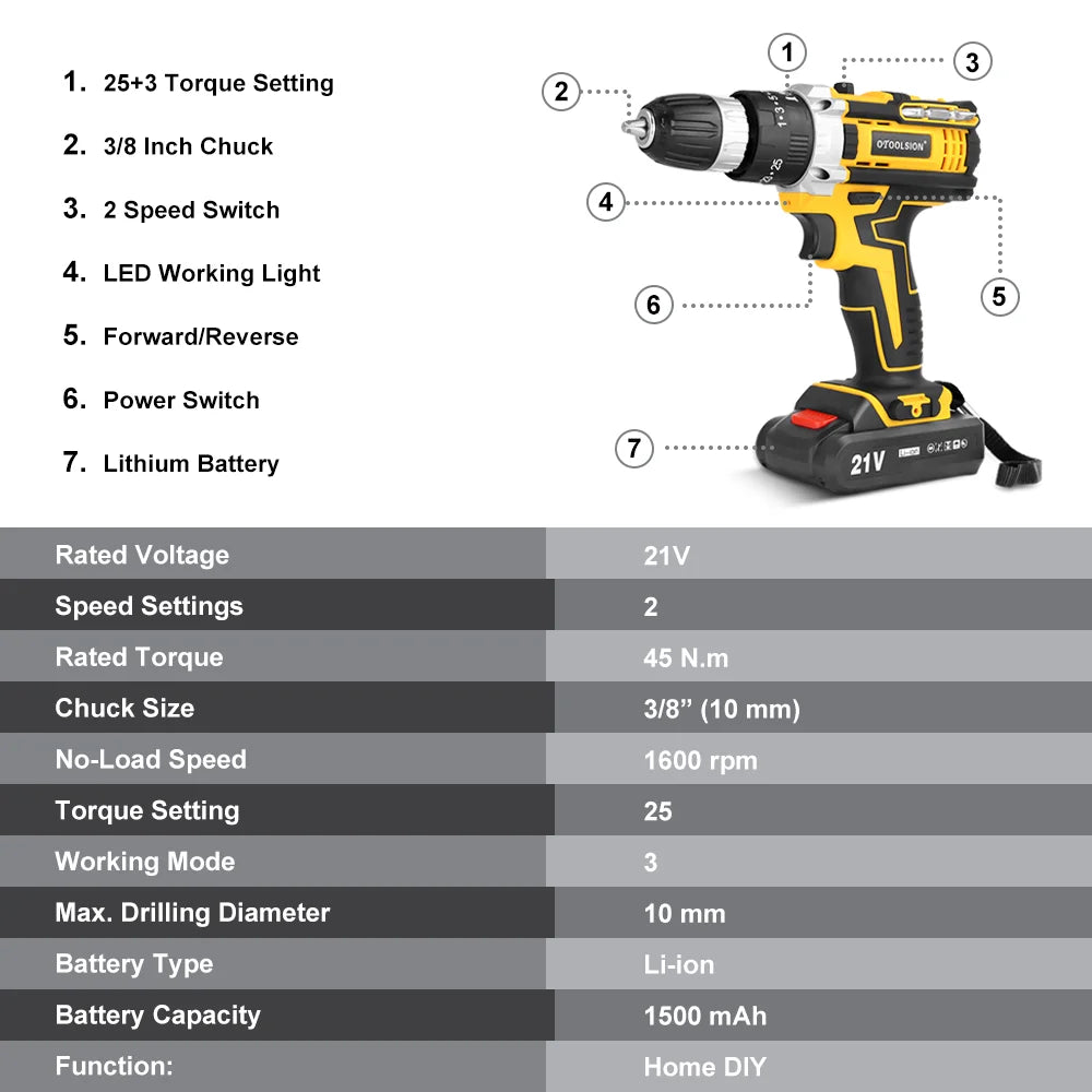 OToolsion May Khoan Khong Day 21V Van Vit 3 8 Inch Pro - Daisan Store