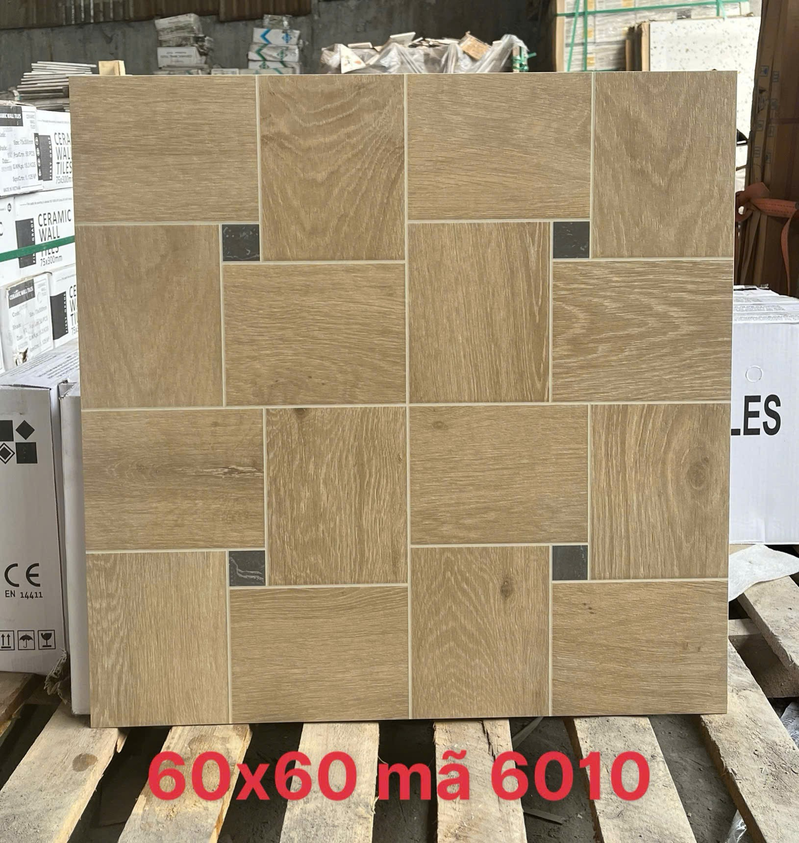 Gạch giả gỗ 600x600mm xương đá nhập khẩu mã GG6010