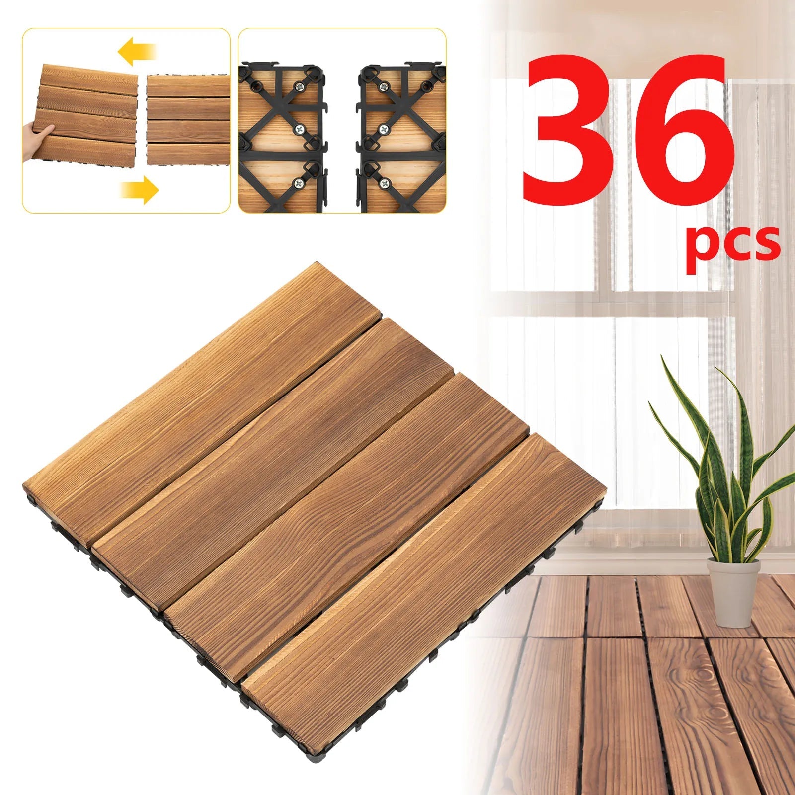 Sàn Gỗ Ngoài Trời Chống Nước 36 Tấm - Nâu 30x30cm - Daisan Store