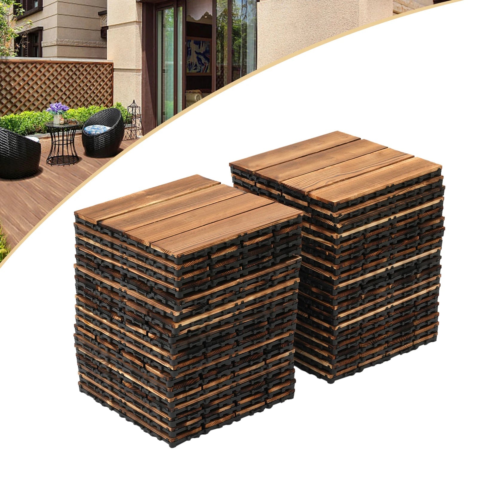 Sàn Gỗ Ngoài Trời Chống Nước 36 Tấm - Nâu 30x30cm - Daisan Store