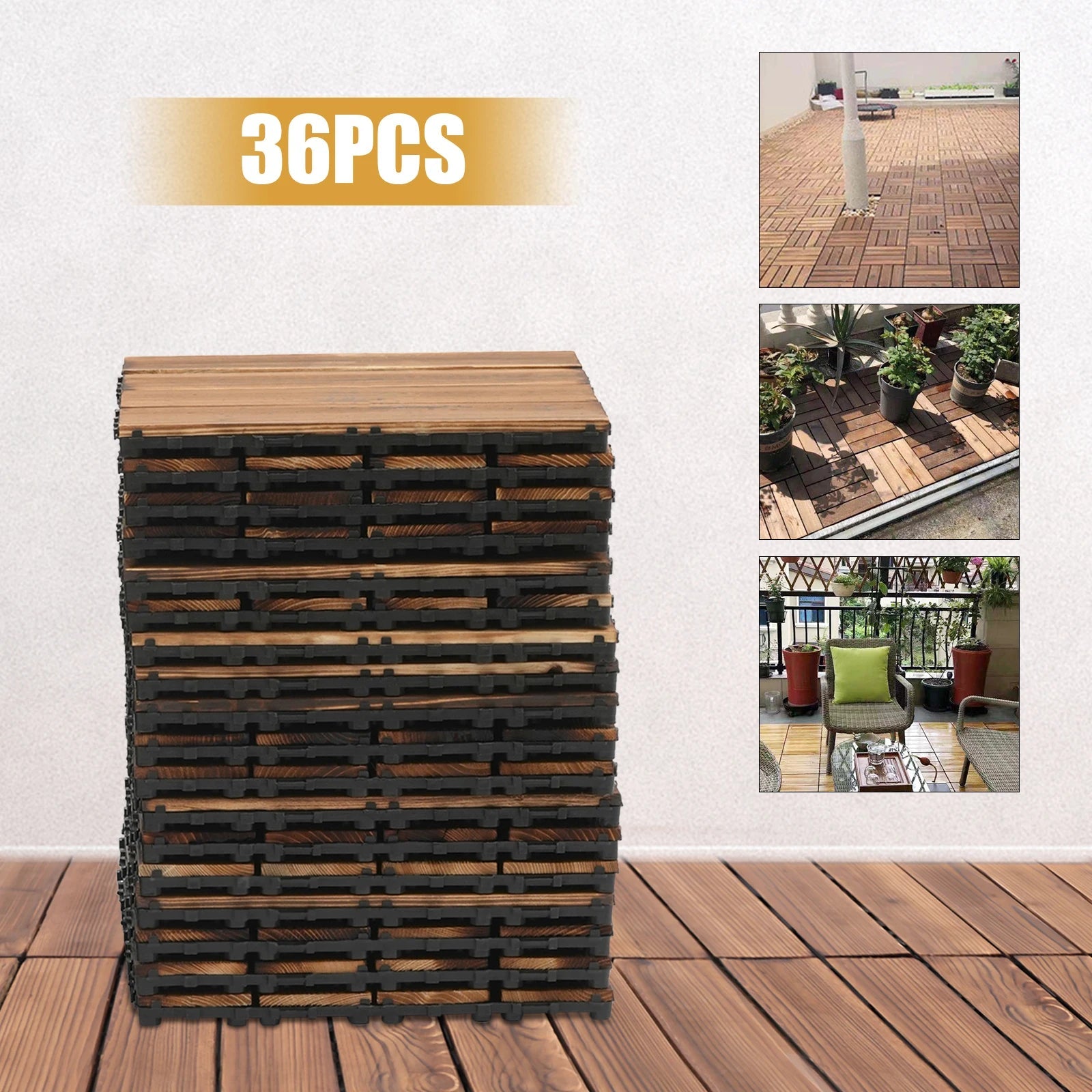 Sàn Gỗ Ngoài Trời Chống Nước 36 Tấm - Nâu 30x30cm - Daisan Store