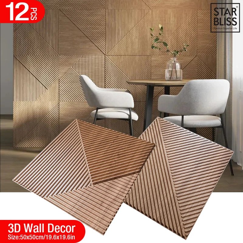 Set 12 Tấm 3D Vân Gỗ Chống Nước Màu Vàng - Daisan Store