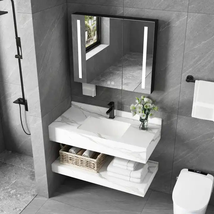 Tủ chậu rửa mặt bằng đá cẩm thạch sang trọng cho khách sạn Bộ đồ trang điểm phòng tắm Tủ chậu rửa mặt phòng tắm - Daisan Store