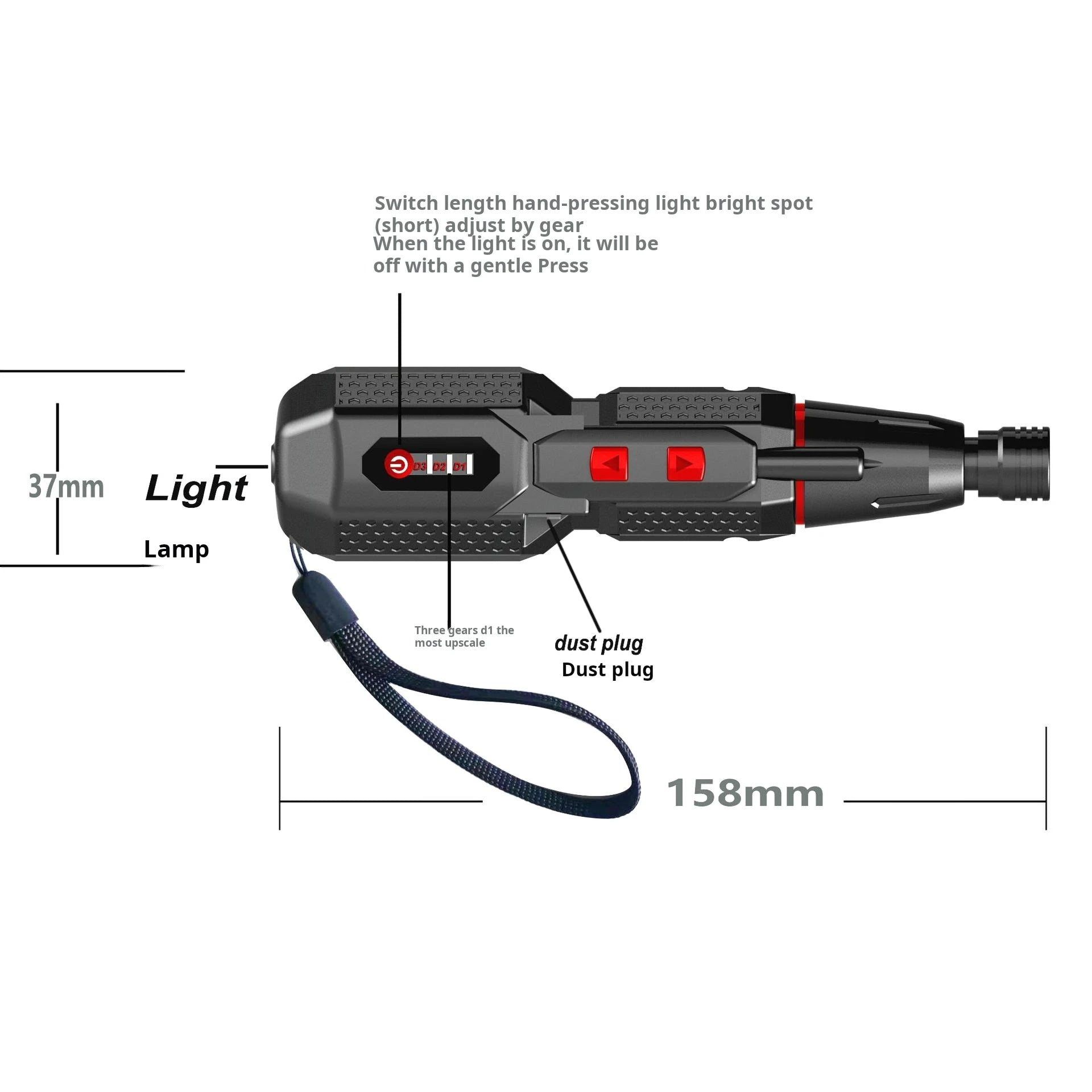 Vặn Vít Điện 4.2V Có Đèn LED Ba Tốc Độ Tay Cầm Thẳng - Daisan Store