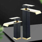 Vòi Lavabo Thác Nước Vàng Đen - Chậu Nóng Lạnh - Daisan Store
