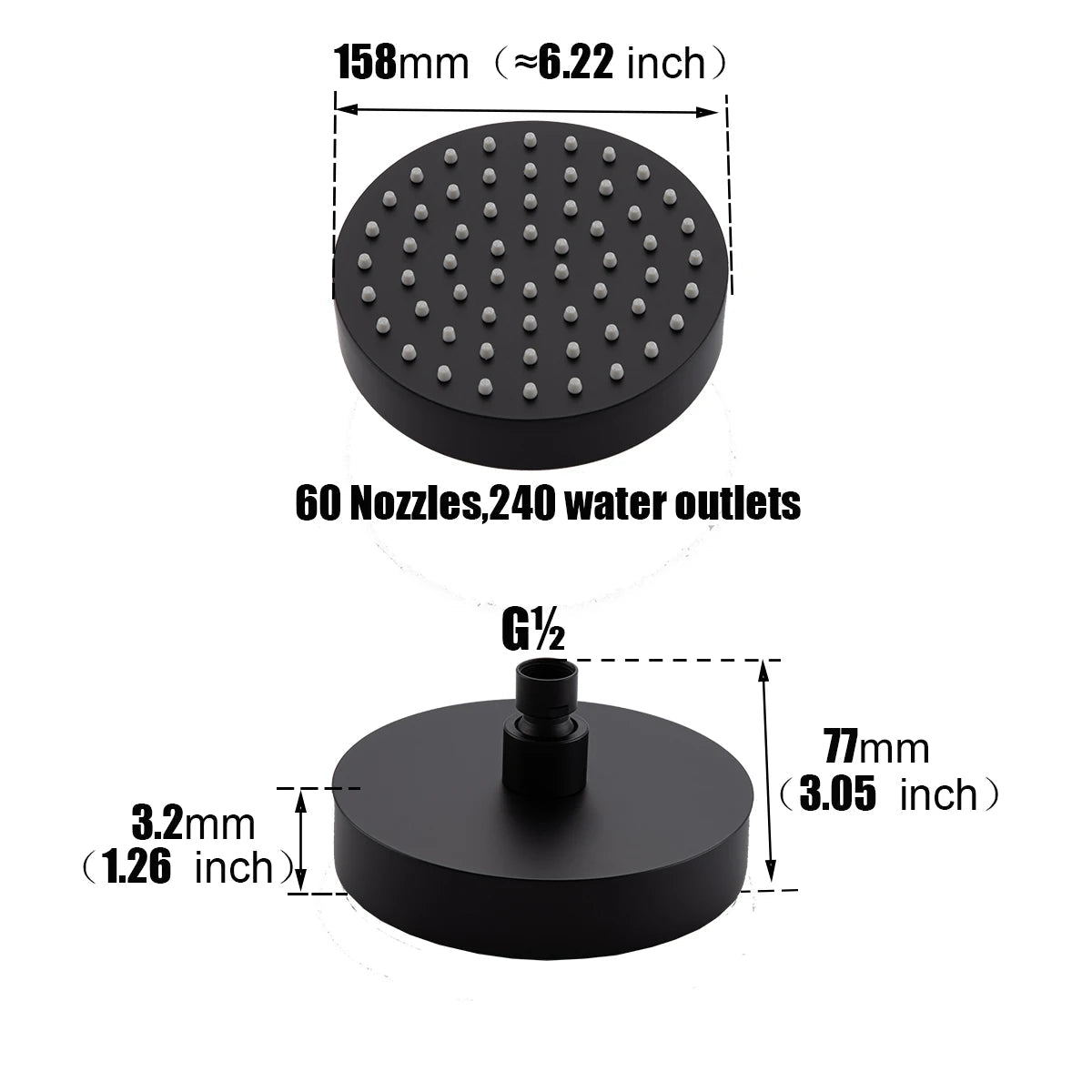 Vòi Sen Áp Lực Mạnh Inox Đen Mờ Cao Cấp Phòng Tắm - Daisan Store