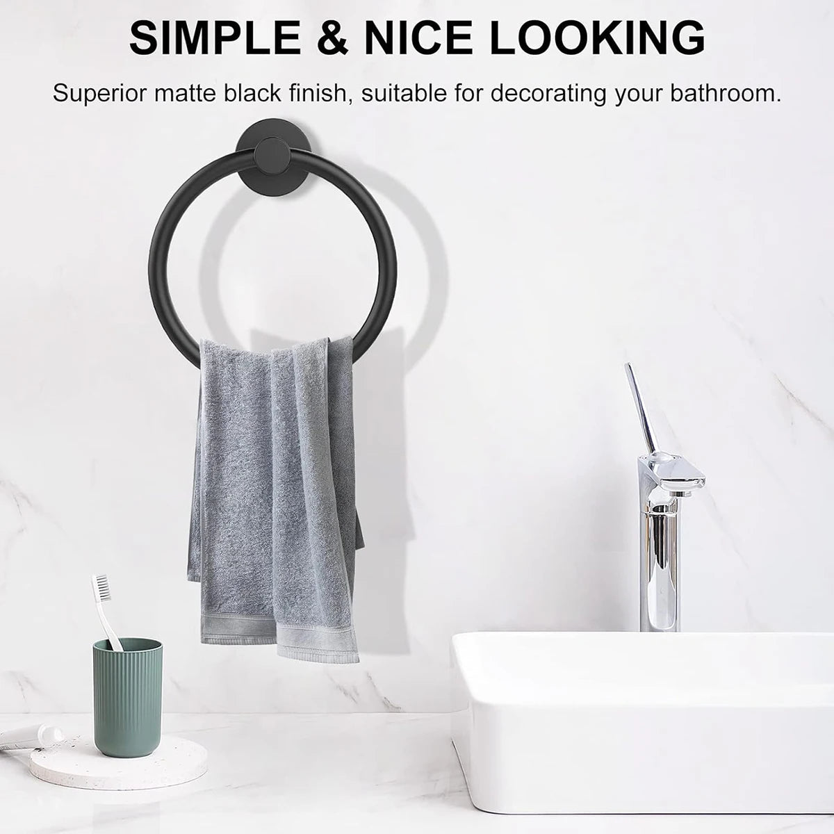 Vòng Treo Khăn Tắm Inox Đen Mờ 304 Chất Lượng Cao - Daisan Store