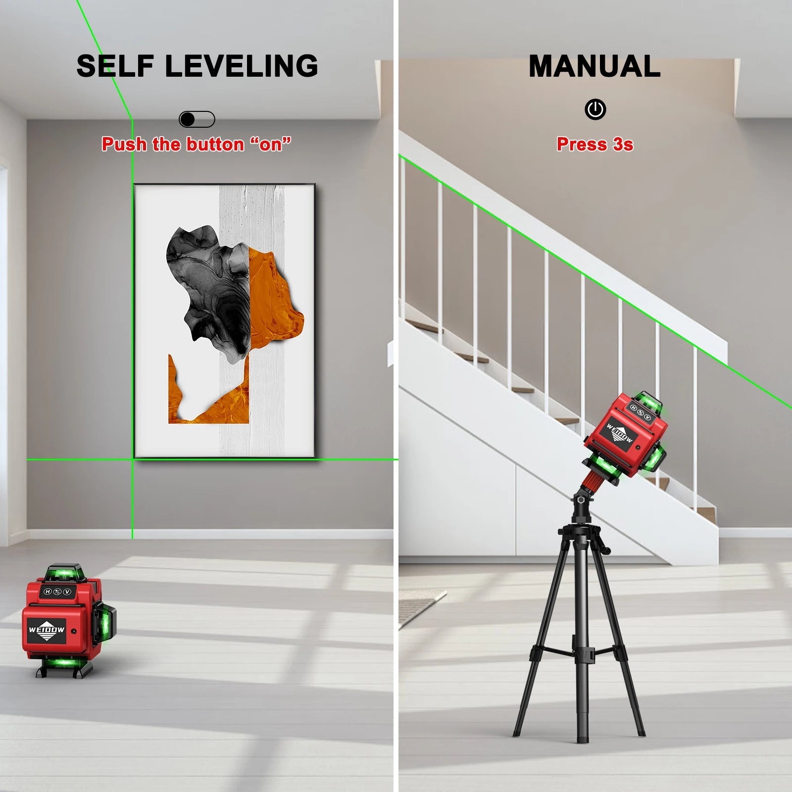 Weiddw Laser Level 4D 16 Dòng 360 Độ Xanh Cho Xây Dựng - Daisan Store