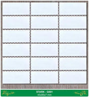 Gạch trắng hình chữ nhật xếp thành lưới, viền xám, nền trắng, kích thước 45x95x7 mm.